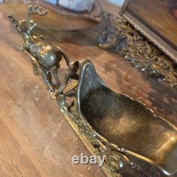 Vintage Solid Brass Reindeer And Sleigh Christmas Holiday 10