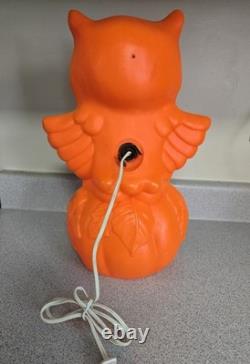 Vintage Star Band Halloween Owl On Pumpkin Blowmold Lighted 13 Htf