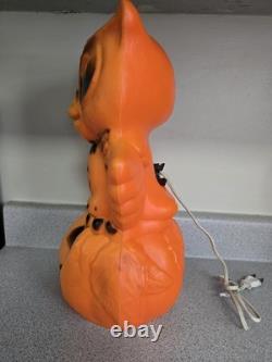 Vintage Star Band Halloween Owl On Pumpkin Blowmold Lighted 13 Htf