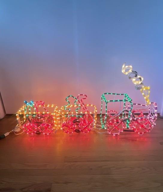 Vintage Sylvania Santa's Train Rope Light Sculpture Christmas Decoration With Box