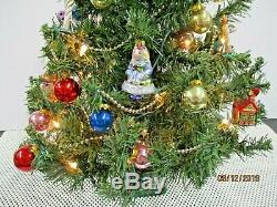 Vintage Teleflora Spode Christmas Tree 24 Tall with Ornaments/Lights/Box Used
