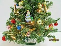 Vintage Teleflora Spode Christmas Tree 24 Tall with Ornaments/Lights/Box Used