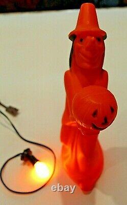 Vintage Tico Toys RARE Orange Witch withPumpkin Lighted Blow Mold 1960s WORKS