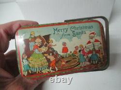 Vintage Tindeco Christmas Tin Litho Box Santa Claus w Mother Goose