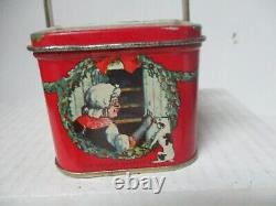 Vintage Tindeco Tin Litho Box Merry Christmas From Santa