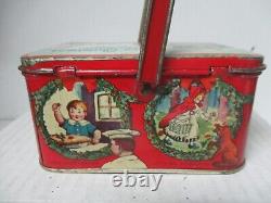 Vintage Tindeco Tin Litho Box Merry Christmas From Santa