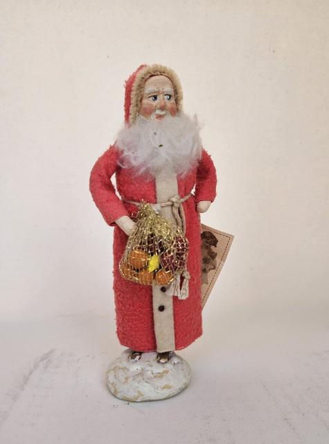 Vintage Trissy Crenshaw Red Felt Hand Made Santa Christmas With Tag 7 Signed