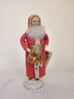 Vintage Trissy Crenshaw Red Felt Hand Made Santa Christmas with Tag 7 Signed