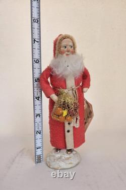 Vintage Trissy Crenshaw Red Felt Hand Made Santa Christmas with Tag 7 Signed