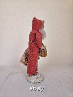 Vintage Trissy Crenshaw Red Felt Hand Made Santa Christmas with Tag 7 Signed