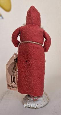 Vintage Trissy Crenshaw Red Felt Hand Made Santa Christmas with Tag 7 Signed