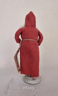 Vintage Trissy Crenshaw Red Felt Hand Made Santa Christmas with Tag 7 Signed