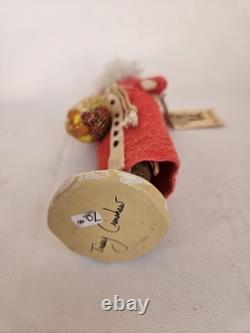 Vintage Trissy Crenshaw Red Felt Hand Made Santa Christmas with Tag 7 Signed