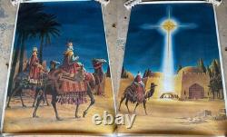 Vintage Two Piece Phillip Sales Wise Men Nativity Xmas Posters 52 x 77 Each