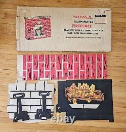 Vintage Unused Noma Fireplace Christmas Cardboard Decor with Box! (No Cord/bulb)