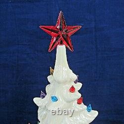 Vintage White Ceramic Lighted Christmas Tree Lights 1984 Iridescent 17 No Base