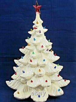 Vintage White Ceramic Lighted Christmas Tree Lights 1984 Iridescent 17 No Base