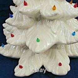 Vintage White Ceramic Lighted Christmas Tree Lights 1984 Iridescent 17 No Base