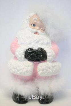 Vintage Winking Santa Claus Ceramic Figurine Atlantic Mold Shabby Cottage Chic