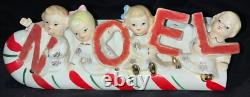 Vintage!'napco' Ceramic Christmas Planter Noel Kids On Candy Cane Vintage!'napco' Ceramic Christmas Planter Noel Kids On Candy Cane