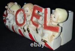 Vintage!'napco' Ceramic Christmas Planter Noel Kids On Candy Cane Vintage!'napco' Ceramic Christmas Planter Noel Kids On Candy Cane