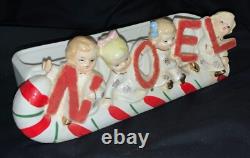 Vintage!'napco' Ceramic Christmas Planter Noel Kids On Candy Cane Vintage!'napco' Ceramic Christmas Planter Noel Kids On Candy Cane