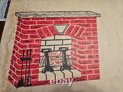 Vintage used Noma Fireplace Christmas Cardboard Decor with Box! With Cord 1974