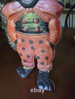 Vtg 1920's German Embossed Die Cut Halloween Cat Screaming withEasel Pants/Hat++