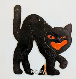 Vtg 1930s BEISTLE Halloween Black Cat Die Cut Heavily Emboss, Excellent