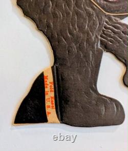 Vtg 1930s BEISTLE Halloween Black Cat Die Cut Heavily Emboss, Excellent