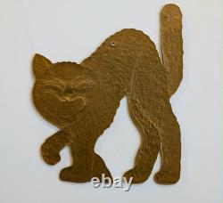 Vtg 1930s BEISTLE Halloween Black Cat Die Cut Heavily Emboss, Excellent