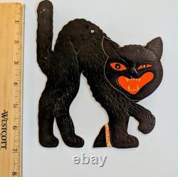 Vtg 1930s BEISTLE Halloween Black Cat Die Cut Heavily Emboss, Excellent