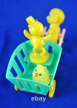 Vtg 1950's Rosen Rosbro Easter Candy Container Lamb Pulling Cart W Duck