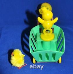 Vtg 1950's Rosen Rosbro Easter Candy Container Lamb Pulling Cart W Duck