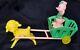 Vtg 1950's Rosen Rosbro Easter Candy Container Lamb Pulling Cart W Duck 7.5