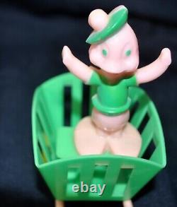 Vtg 1950's Rosen Rosbro Easter Candy Container Lamb Pulling Cart W Duck 7.5