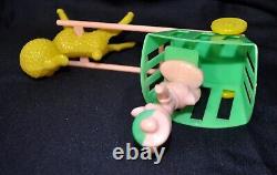 Vtg 1950's Rosen Rosbro Easter Candy Container Lamb Pulling Cart W Duck 7.5