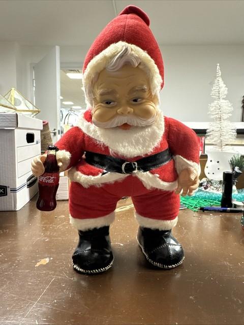 Vtg 1950's Rushton Coca-cola Santa Claus Plush 16 Doll Black Boots