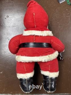 Vtg 1950's Rushton Coca-cola Santa Claus Plush 16 Doll Black Boots