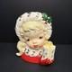 Vtg 1956 Mcm Napco Christmas Girl Holding Round Gift Package Head Vase Cx2348b