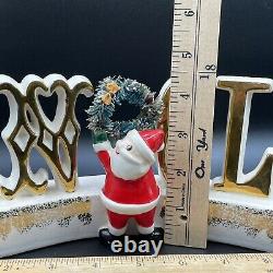 Vtg. 1959 Holt Howard Noel Santa Hanging Wreath Ceramic Christmas Candle Holder