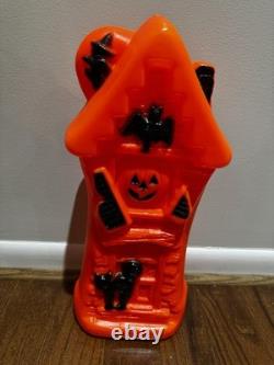 Vtg 1960s BAYSHORE Haunted House Blow Mold OrangeWitch Cat Bat INTACT UL Sticker