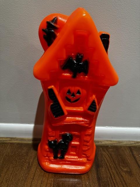 Vtg 1960s Bayshore Haunted House Blow Mold Orangewitch Cat Bat Intact Ul Sticker