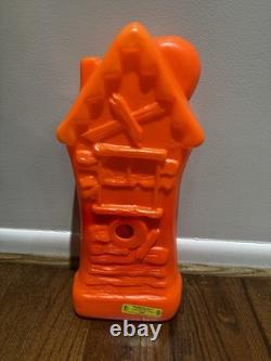 Vtg 1960s BAYSHORE Haunted House Blow Mold OrangeWitch Cat Bat INTACT UL Sticker