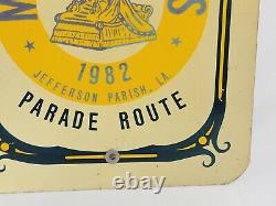Vtg 1982 MARDI GRAS Parade Route No Parking Metal Sign Jefferson Parish 18x12
