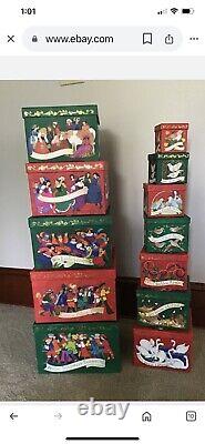 Vtg 1990s 12 Days Of Christmas Nesting Boxes Barrington Studios Judy Hand