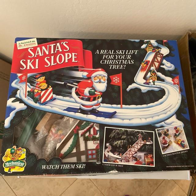 Vtg 1992 Mr Christmas Santa's Ski Slope Animated Ski Lift Complete Tested Video