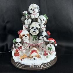 Vtg 2001 RARE DANBURY MINT Shih Tzu Family Illuminated Christmas Tree Retired