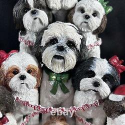 Vtg 2001 RARE DANBURY MINT Shih Tzu Family Illuminated Christmas Tree Retired