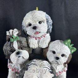 Vtg 2001 RARE DANBURY MINT Shih Tzu Family Illuminated Christmas Tree Retired